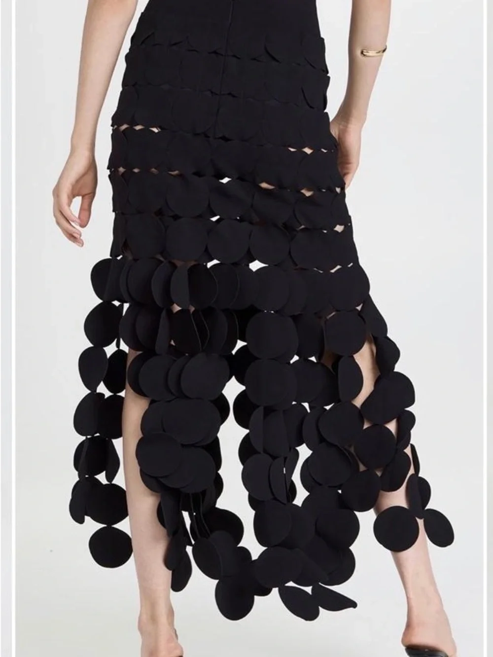 A.W.A.K.E Mode Black Circle-Detail Midi Skirt - Picture 1 of 3
